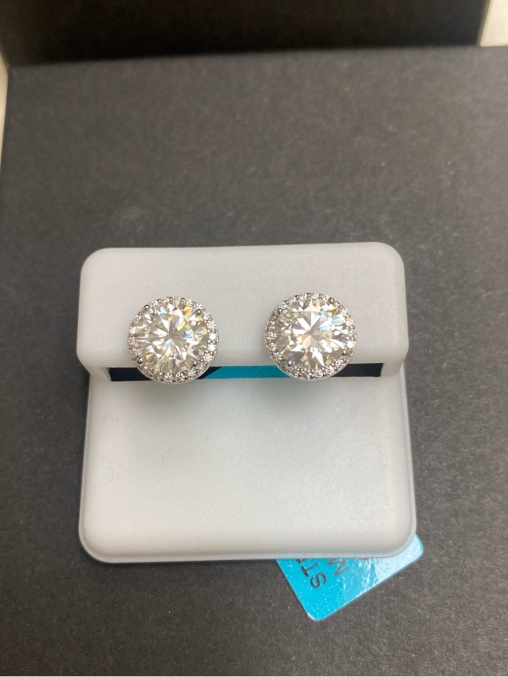 Round Cut Moissanite Halo Stud Earrings